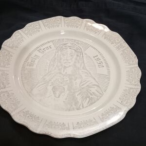 Decorative White Plate with Gray Design
